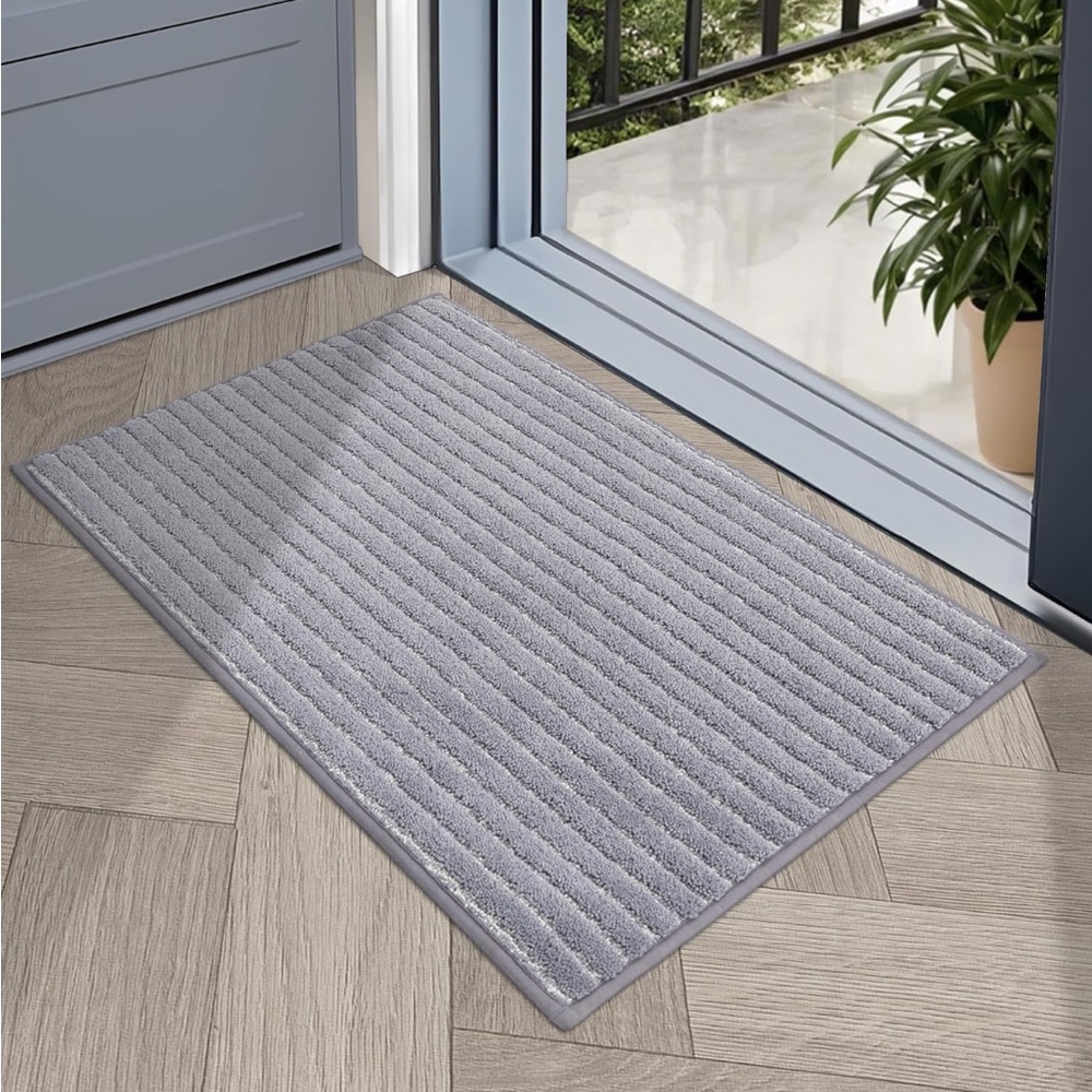 Indoor Door Mat Floor Mats Dirt  Dog Cat Rugs,  Machine Washable,20"x32",Grey
